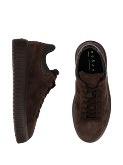 Sneakers da uomo in pelle scamosciata , H laterale colore marrone sullo sfondo marrone HOGAN | HXM6450FC6TPJQ0UV2